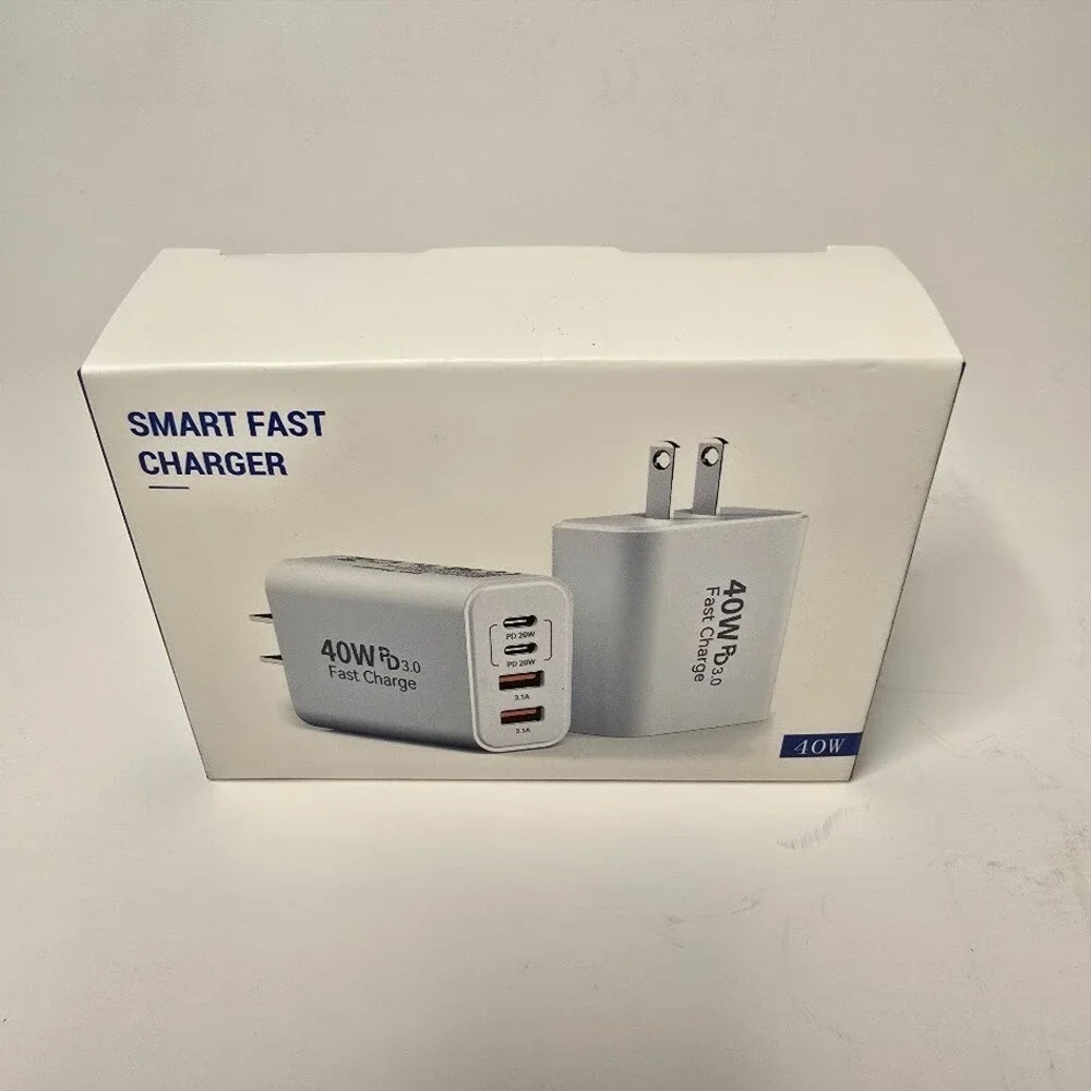 USB C Charger Block, 2-Pack 40W 4-Port USB C Wall Charger Fast Charging Dual Por